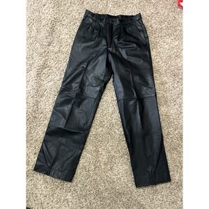 Vintage Gianni Leather Black  Pants Women's 34 Made In Korean